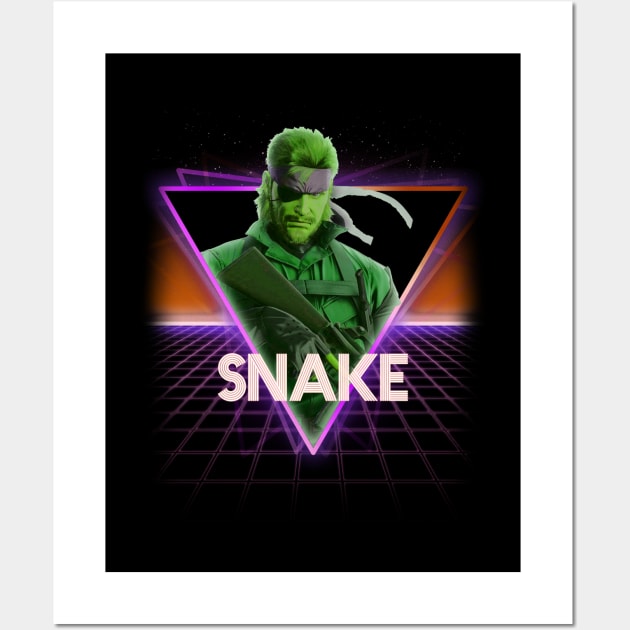 Metal Gear Solid Snake Retro 80s Neon Landscape Wall Art by Bevatron